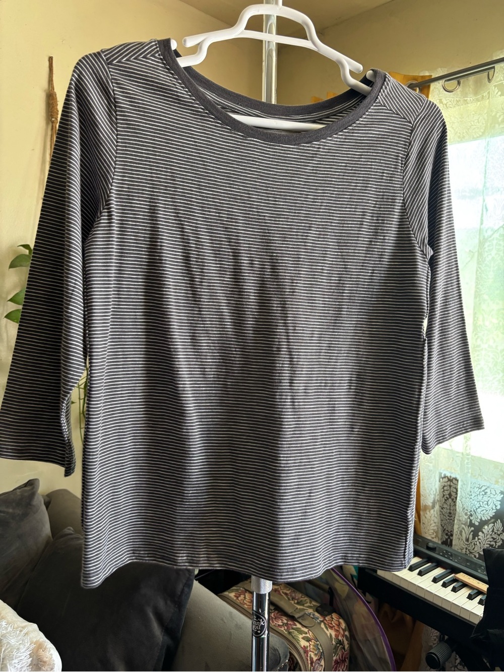 Pact Organic Cotton Striped 3/4 Sleeve Top Size L - Picture 11 of 11